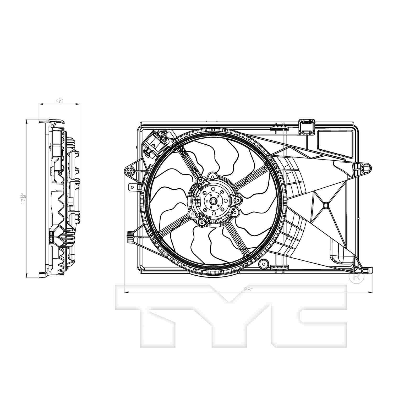 TYC Dual Radiator and Condenser Fan Assembly 622900