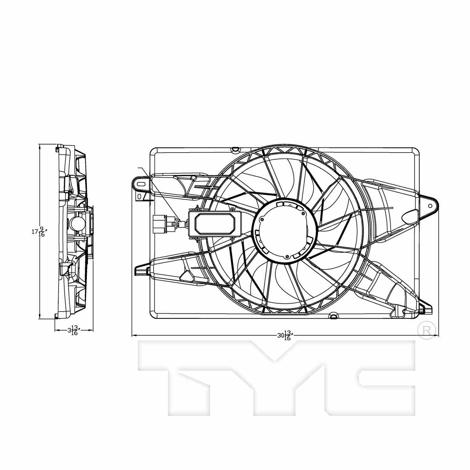 TYC Dual Radiator and Condenser Fan Assembly 622920