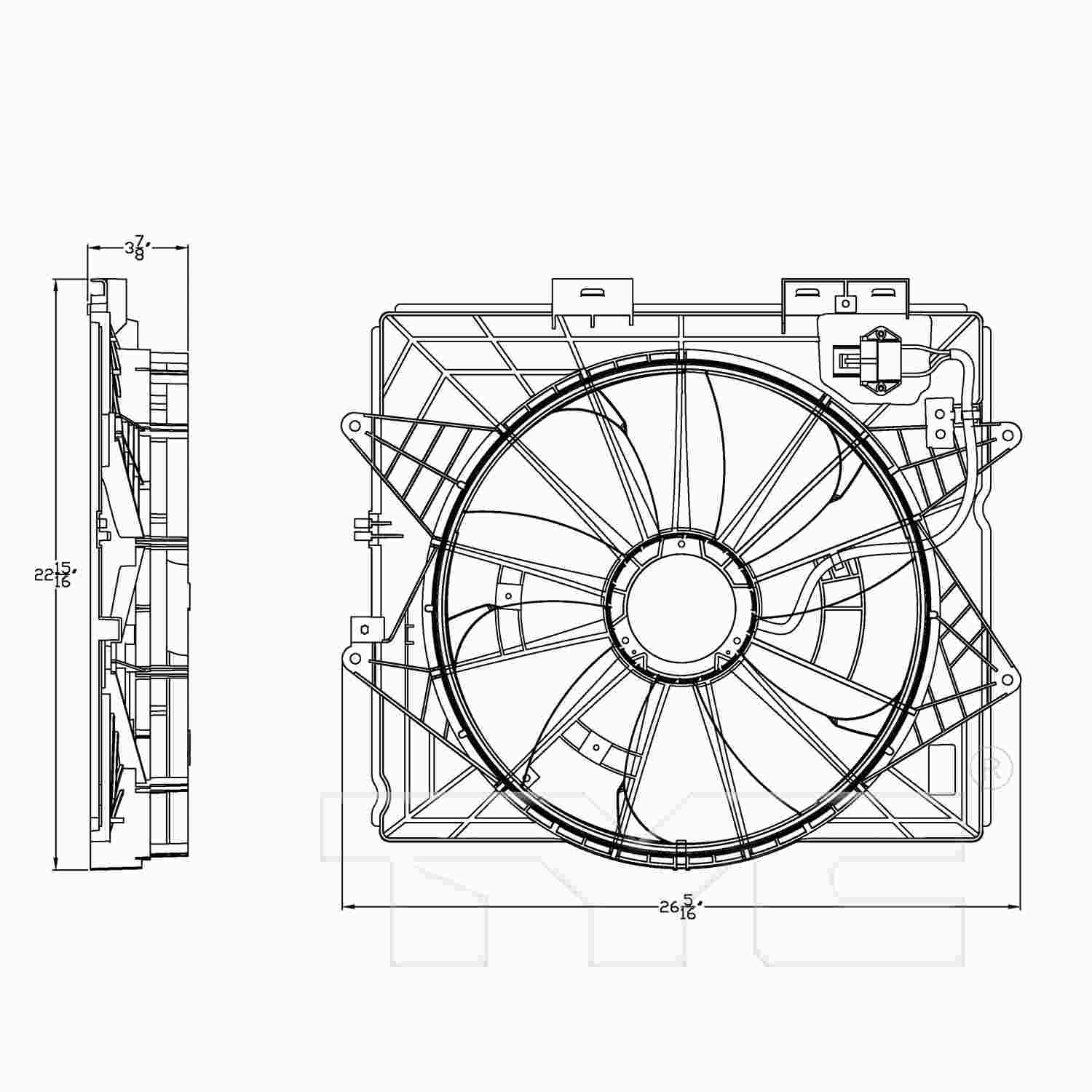 TYC Dual Radiator and Condenser Fan Assembly 622930