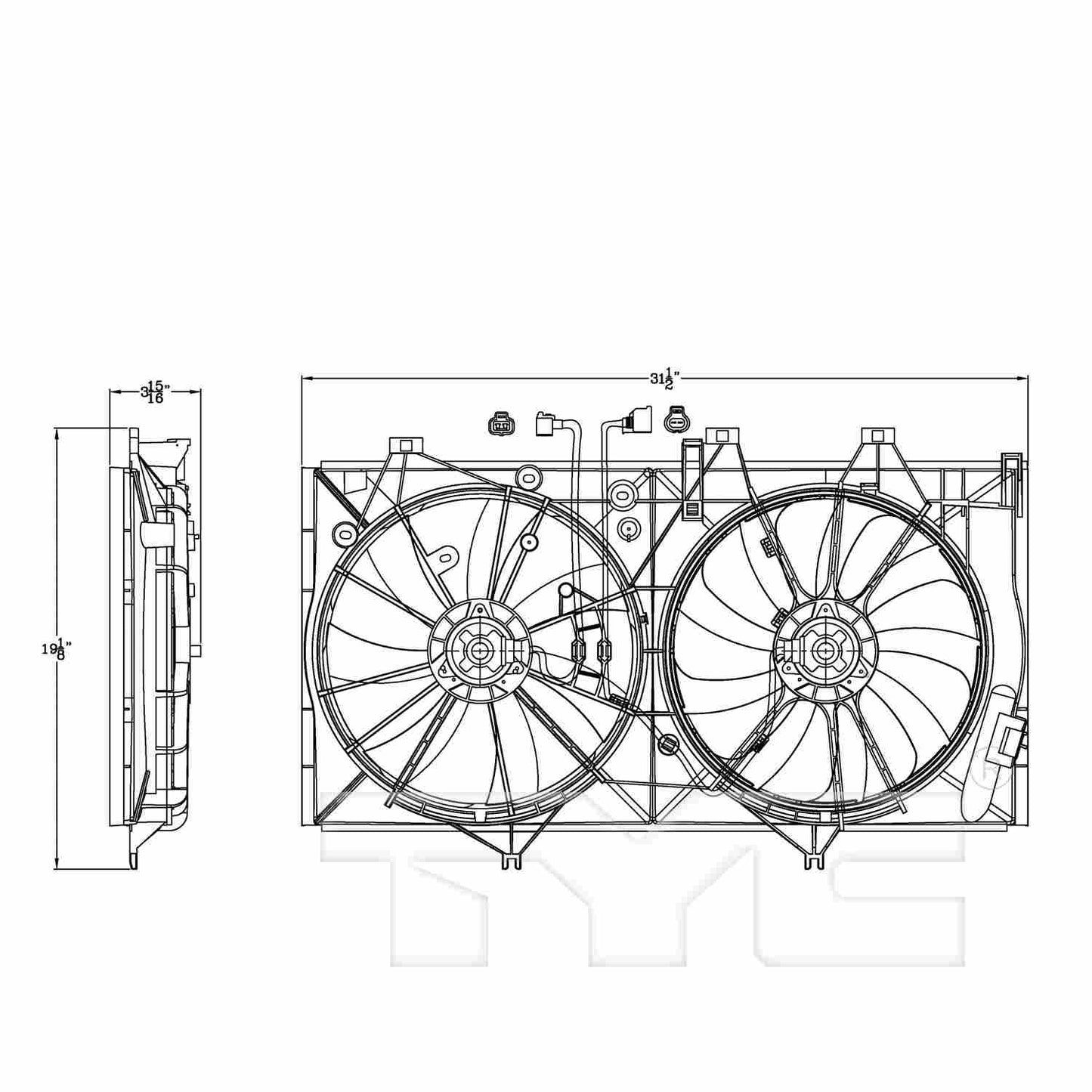 TYC Dual Radiator and Condenser Fan Assembly 622950