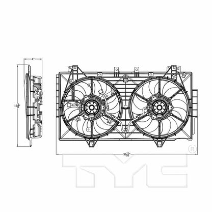 TYC Dual Radiator and Condenser Fan Assembly 622970