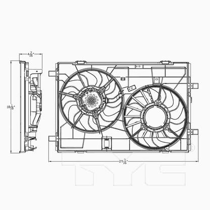 TYC Dual Radiator and Condenser Fan Assembly 623030