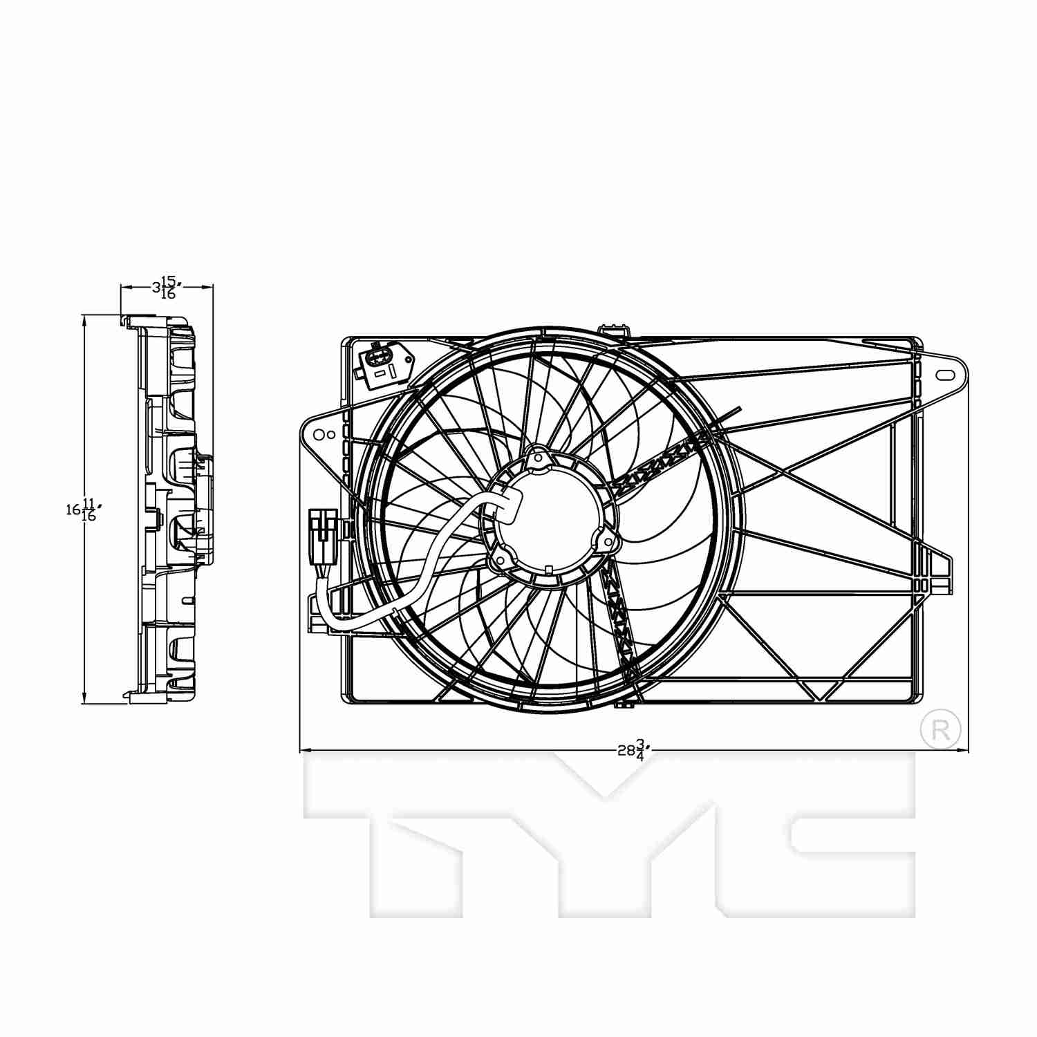 TYC Dual Radiator and Condenser Fan Assembly 623050