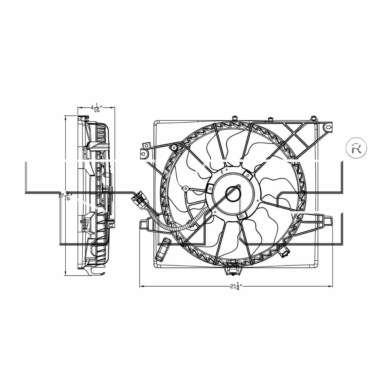 TYC Dual Radiator and Condenser Fan Assembly 623060