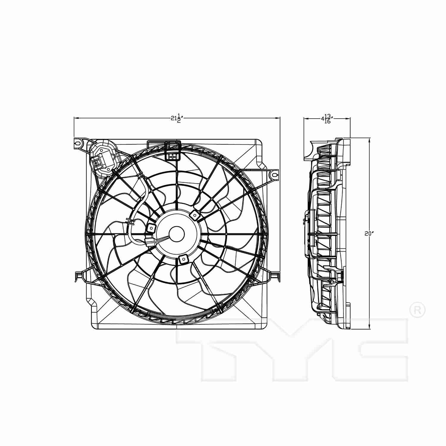 TYC Dual Radiator and Condenser Fan Assembly 623110