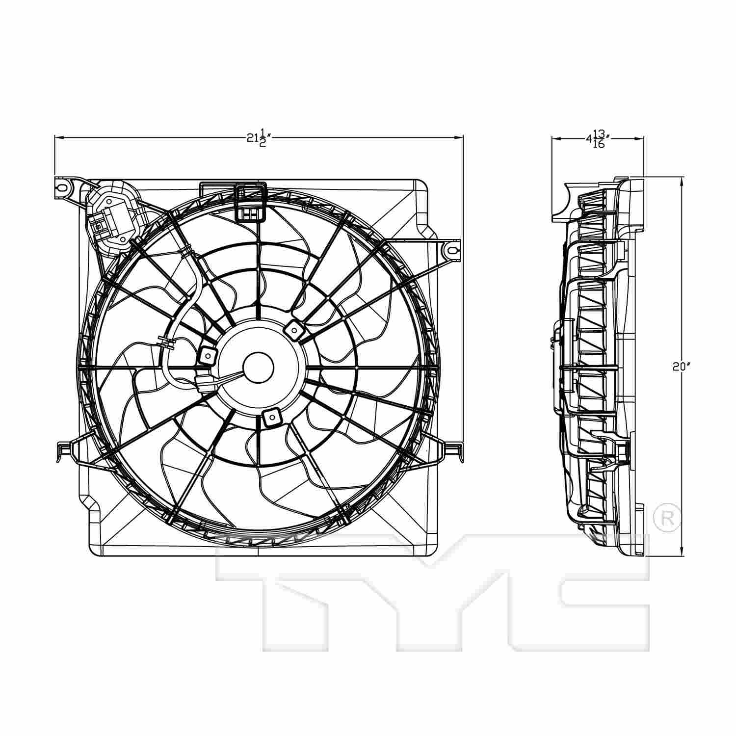 TYC Dual Radiator and Condenser Fan Assembly 623110