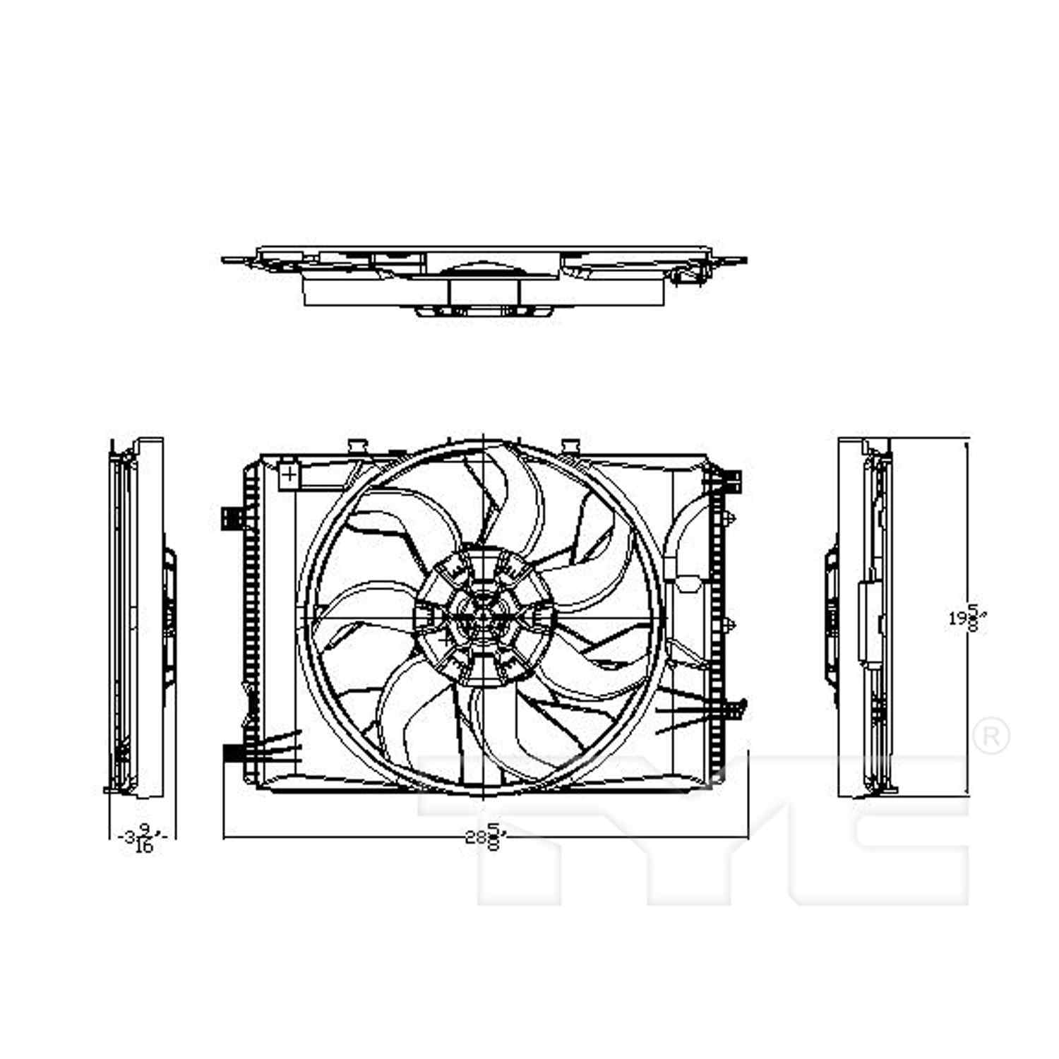 TYC Dual Radiator and Condenser Fan Assembly 623130
