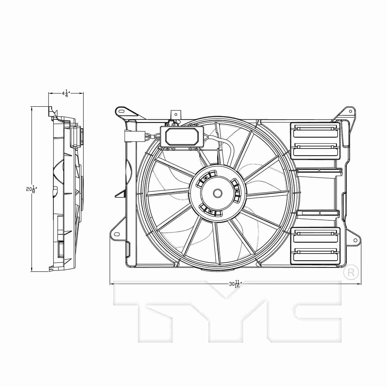 TYC Dual Radiator and Condenser Fan Assembly 623140