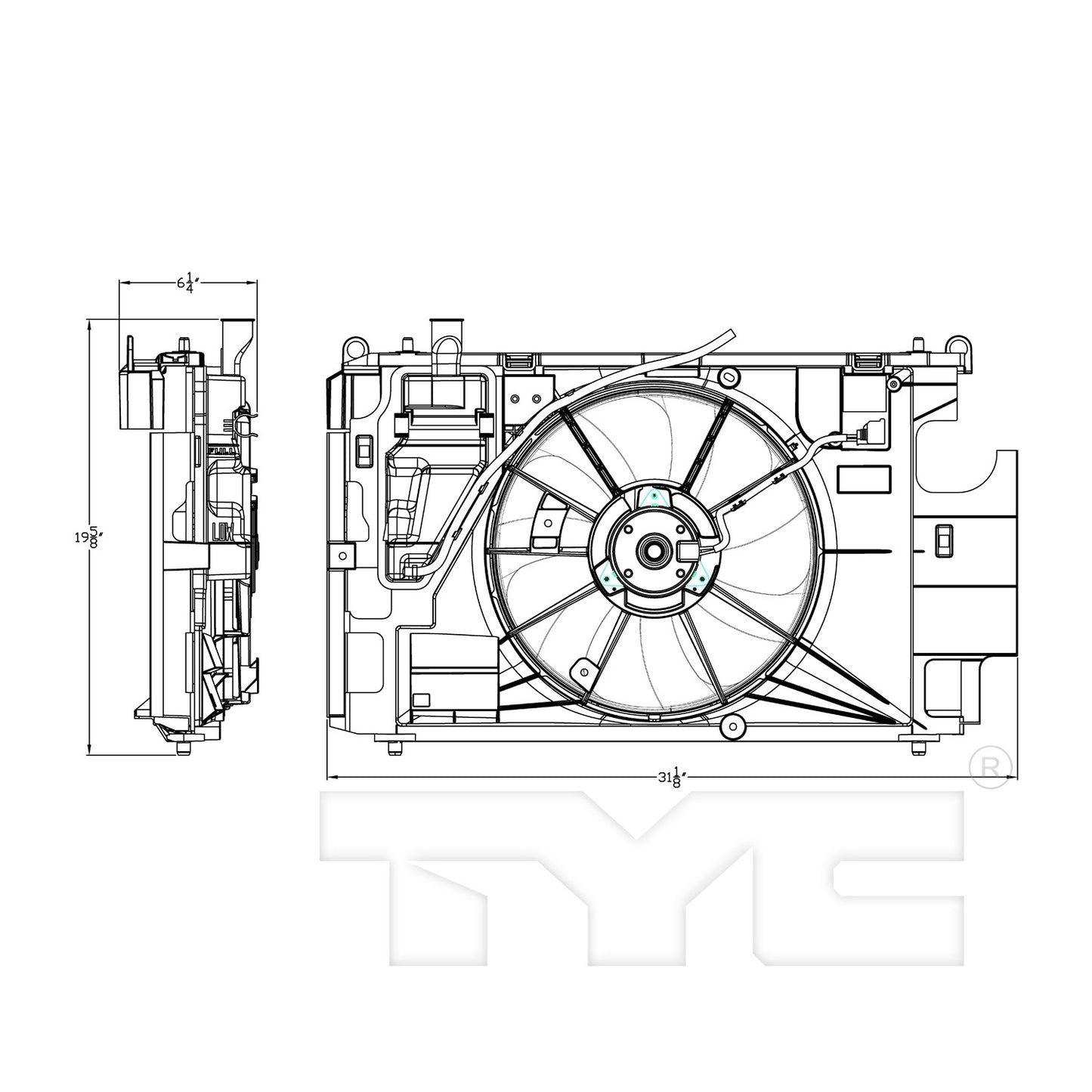 TYC Dual Radiator and Condenser Fan Assembly 623150