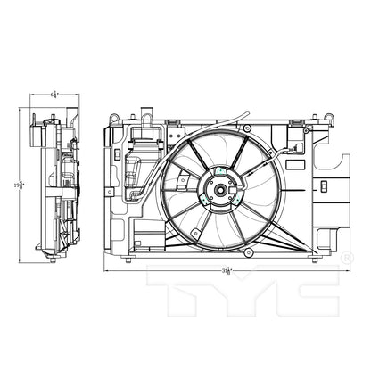 TYC Dual Radiator and Condenser Fan Assembly 623150