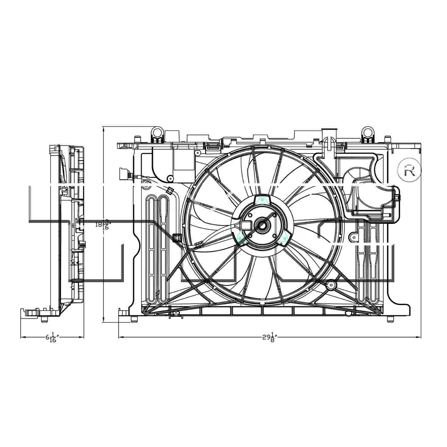 TYC Dual Radiator and Condenser Fan Assembly 623160