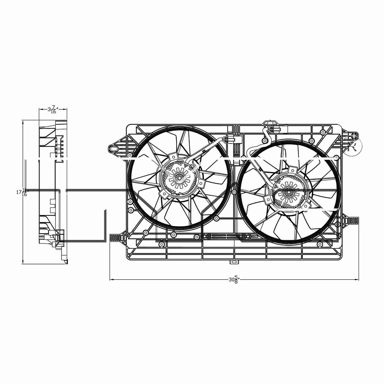 TYC Dual Radiator and Condenser Fan Assembly 623170