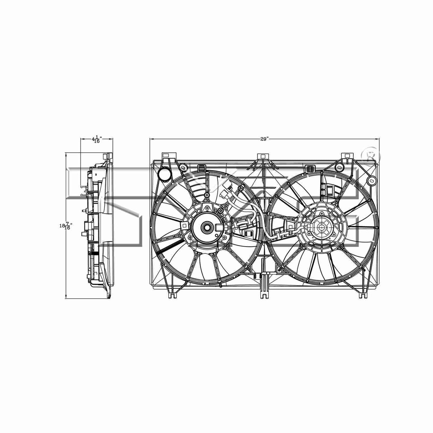 TYC Dual Radiator and Condenser Fan Assembly 623220
