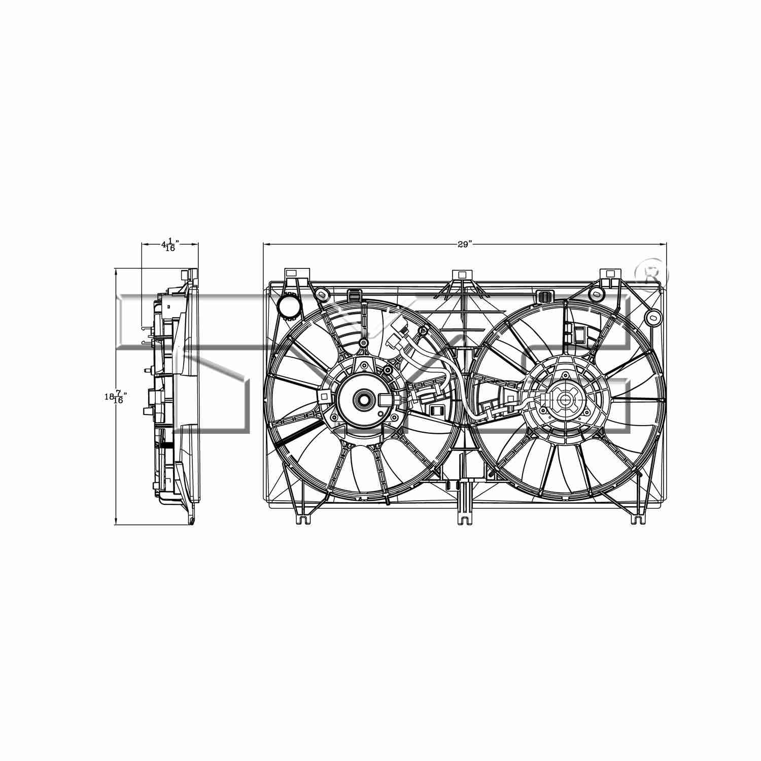 TYC Dual Radiator and Condenser Fan Assembly 623220