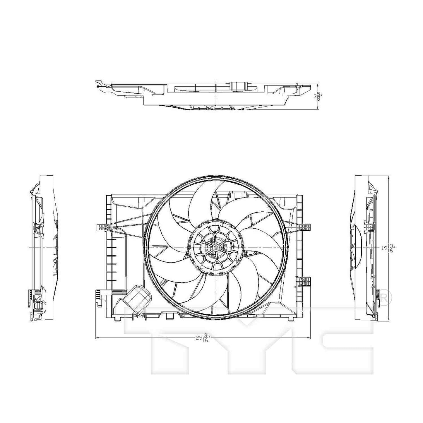 TYC Dual Radiator and Condenser Fan Assembly 623280