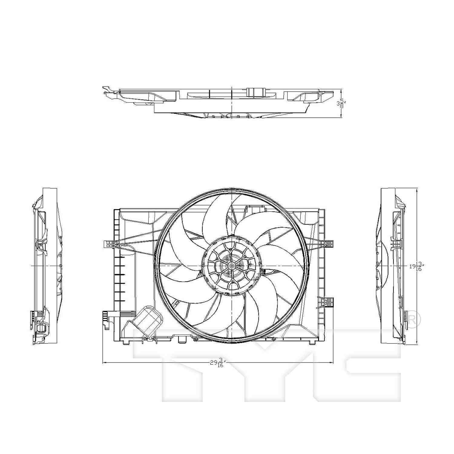 TYC Dual Radiator and Condenser Fan Assembly 623280
