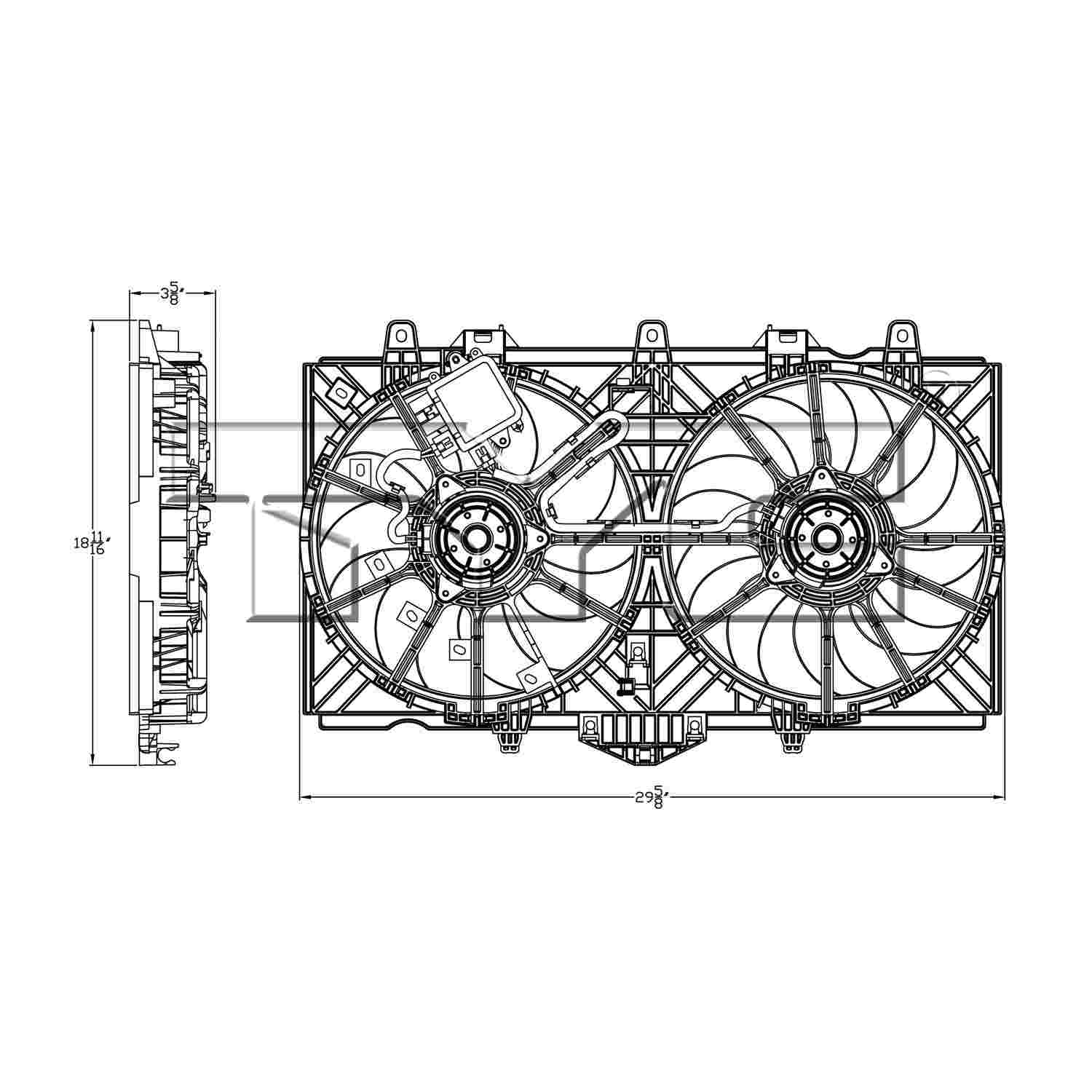 TYC Dual Radiator and Condenser Fan Assembly 623300