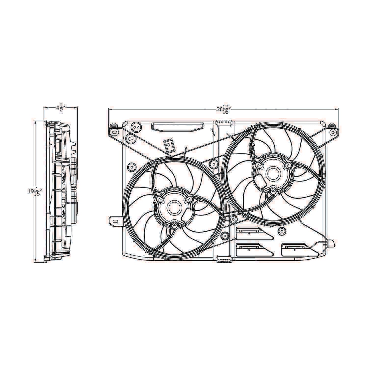 TYC Dual Radiator and Condenser Fan Assembly 623320