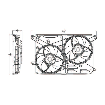 TYC Dual Radiator and Condenser Fan Assembly 623320