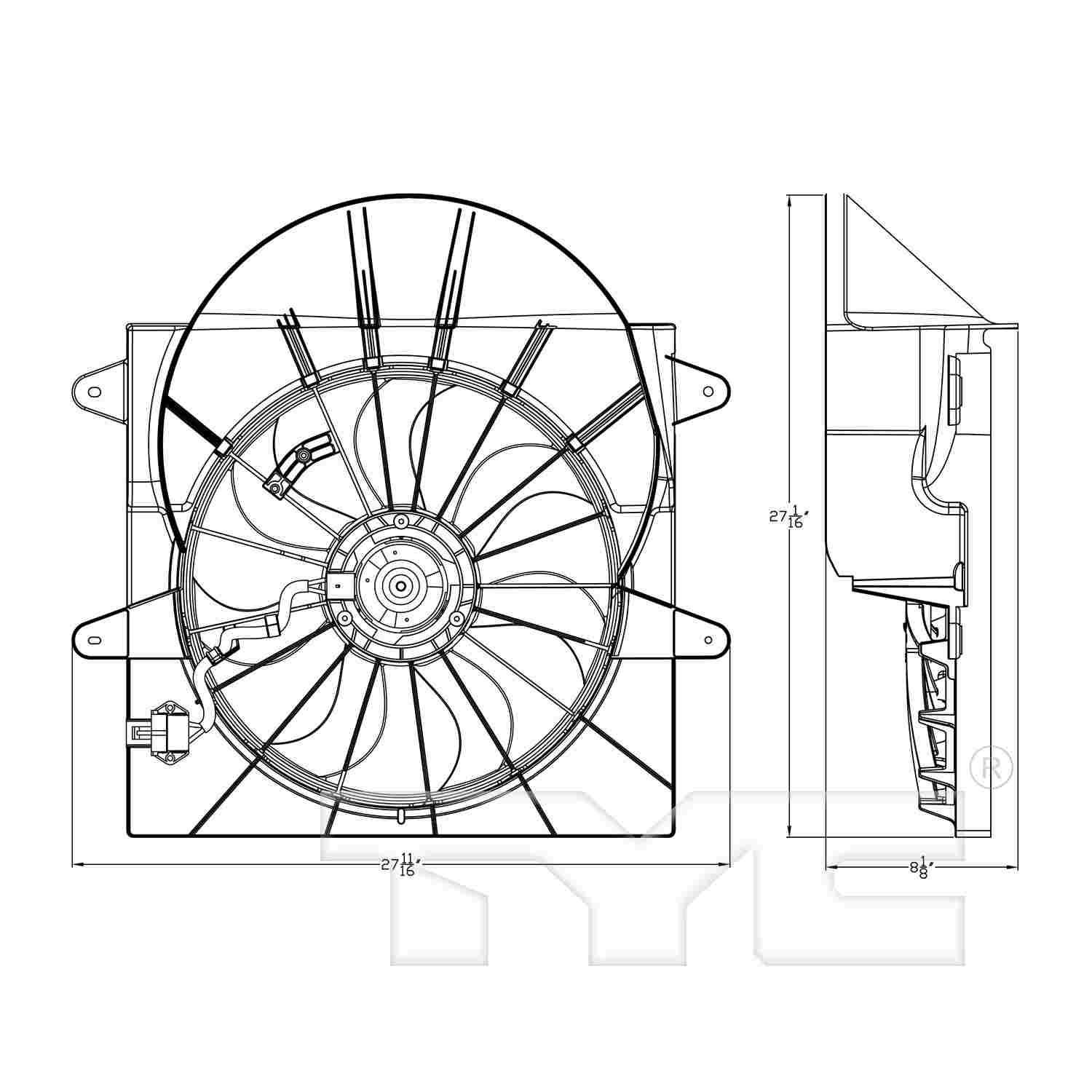 TYC Dual Radiator and Condenser Fan Assembly 623360