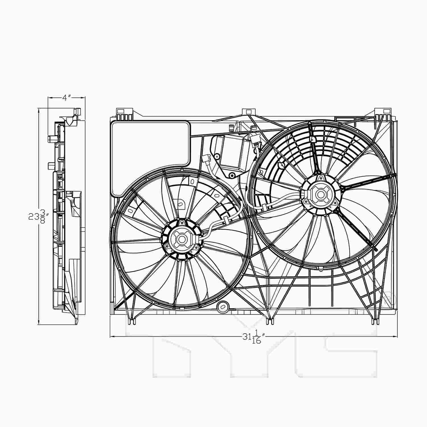 TYC Dual Radiator and Condenser Fan Assembly 623380