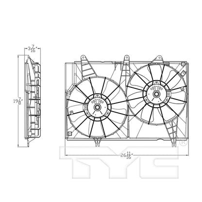 TYC Dual Radiator and Condenser Fan Assembly 623390