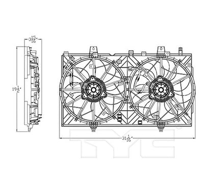 TYC Dual Radiator and Condenser Fan Assembly 623400