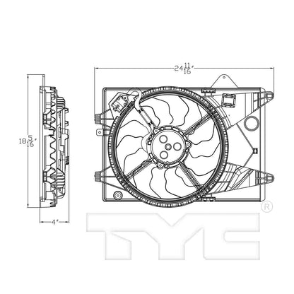TYC Dual Radiator and Condenser Fan Assembly 623410