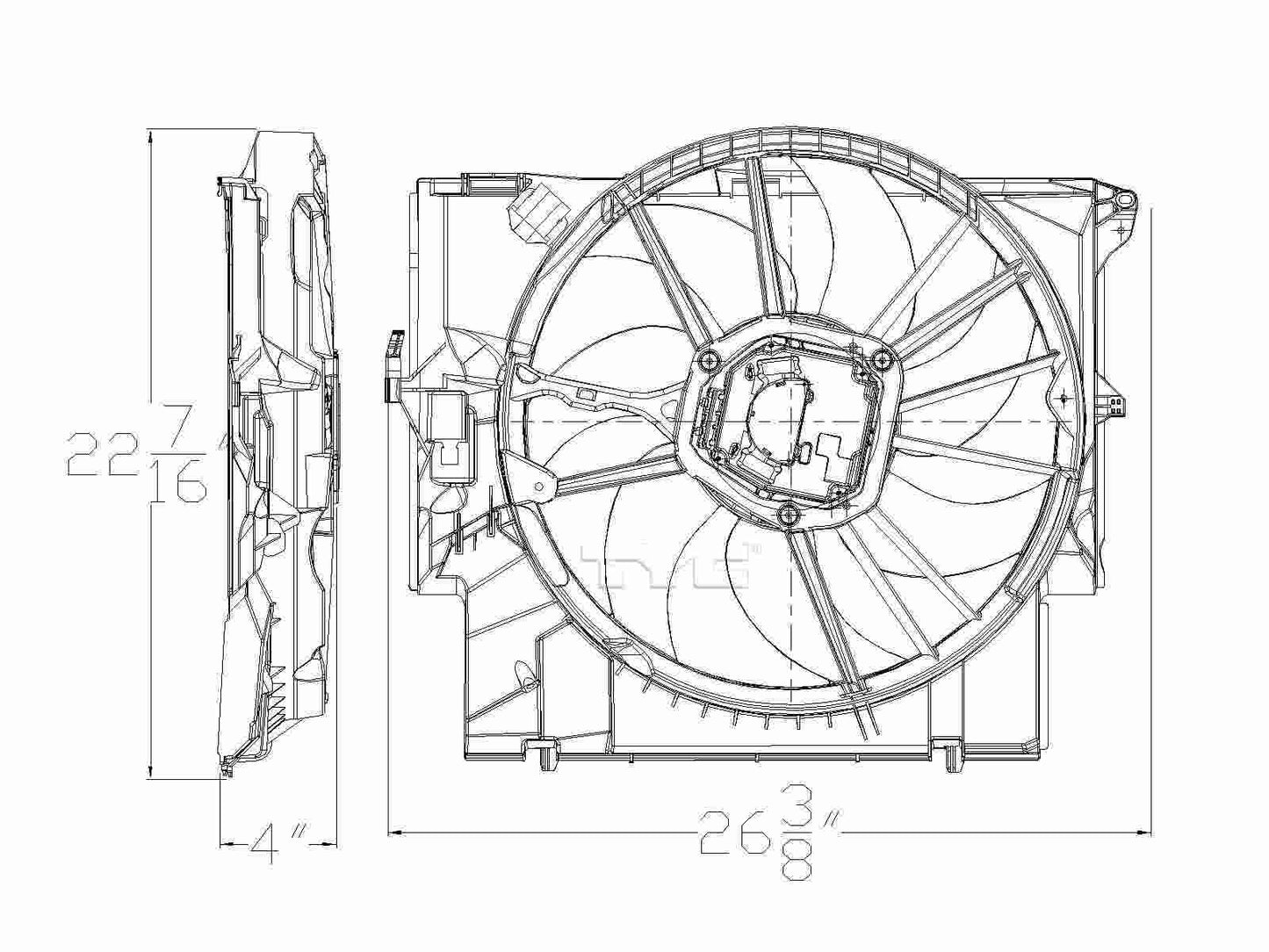 TYC Dual Radiator and Condenser Fan Assembly 623430
