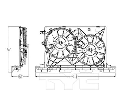 TYC Dual Radiator and Condenser Fan Assembly 623440