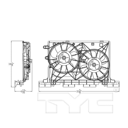 TYC Dual Radiator and Condenser Fan Assembly 623440