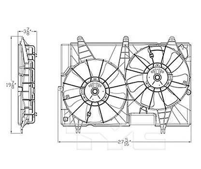 TYC Dual Radiator and Condenser Fan Assembly 623460