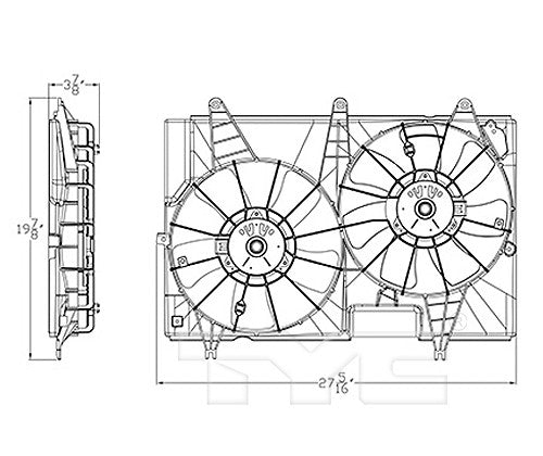 TYC Dual Radiator and Condenser Fan Assembly 623460