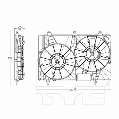 TYC Dual Radiator and Condenser Fan Assembly 623460