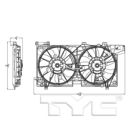 TYC Dual Radiator and Condenser Fan Assembly 623480