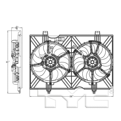 TYC Dual Radiator and Condenser Fan Assembly