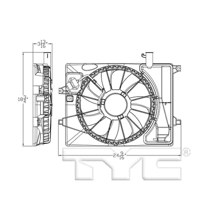 TYC Dual Radiator and Condenser Fan Assembly 623510