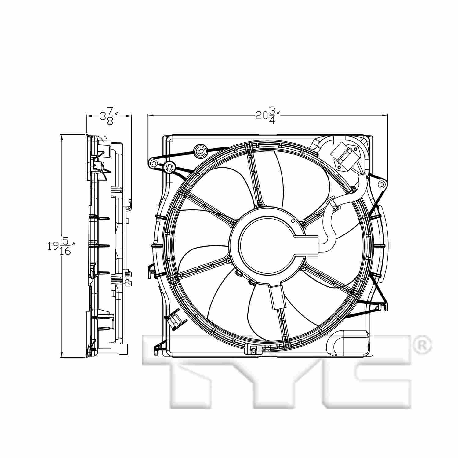 TYC Dual Radiator and Condenser Fan Assembly 623520