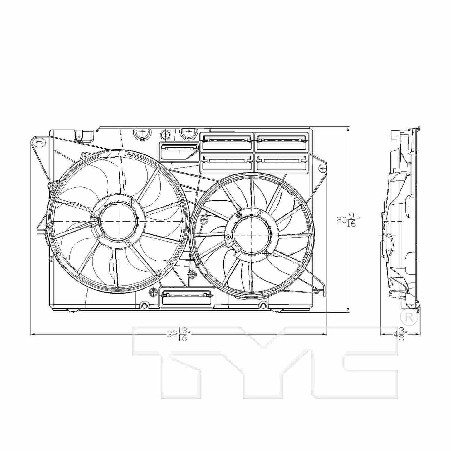 TYC Dual Radiator and Condenser Fan Assembly 623570
