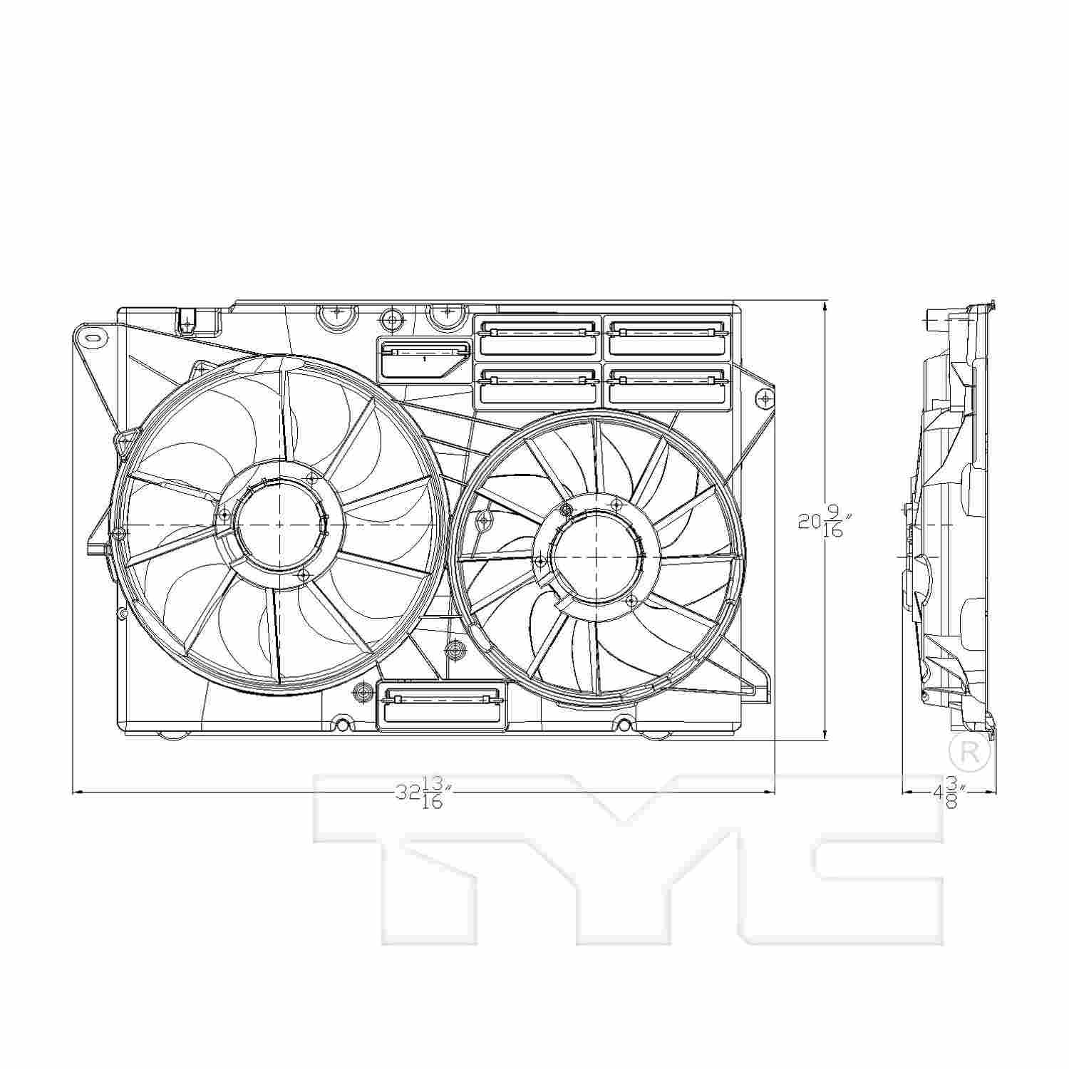TYC Dual Radiator and Condenser Fan Assembly 623570
