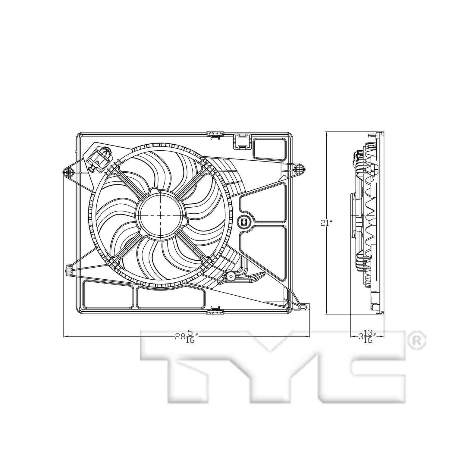 TYC Dual Radiator and Condenser Fan Assembly 623590