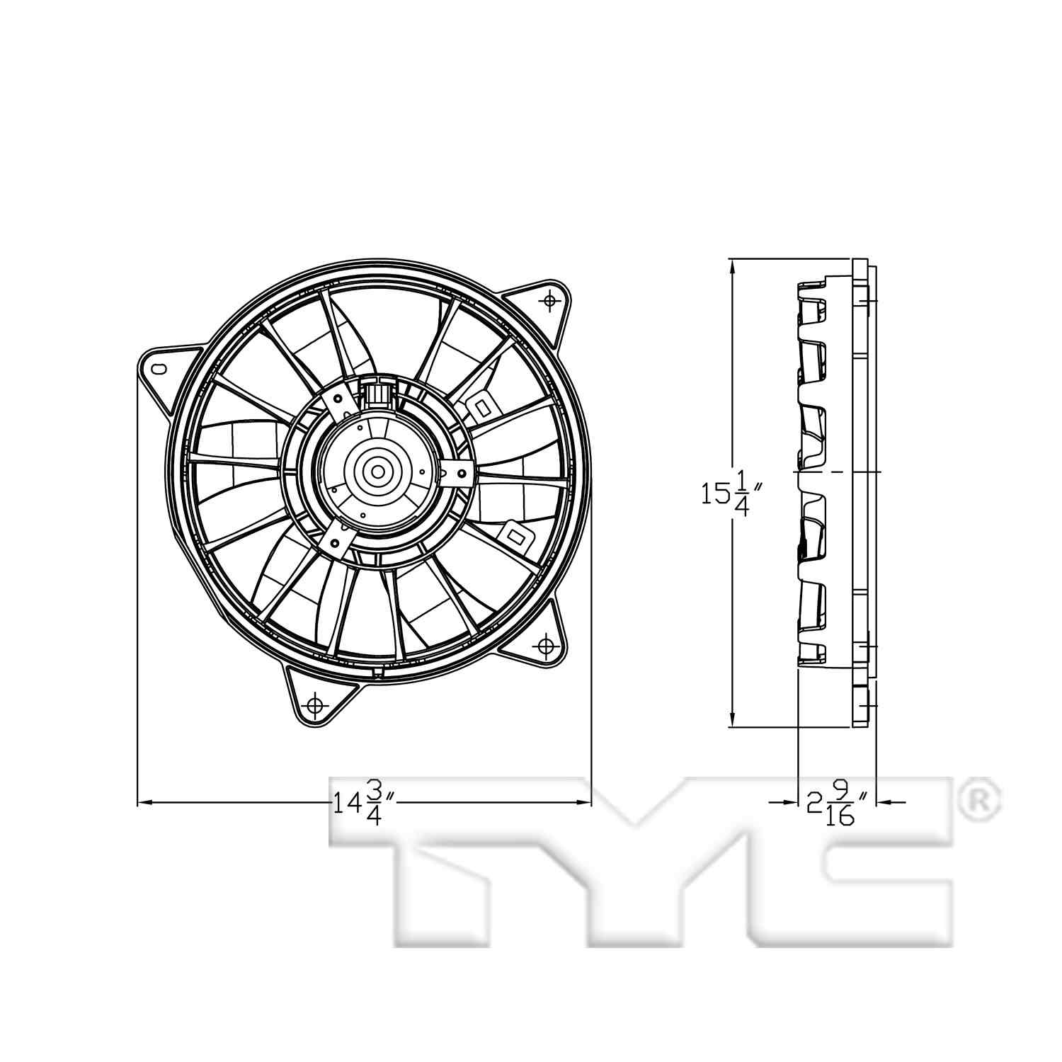 TYC A/C Condenser Fan Assembly 623600