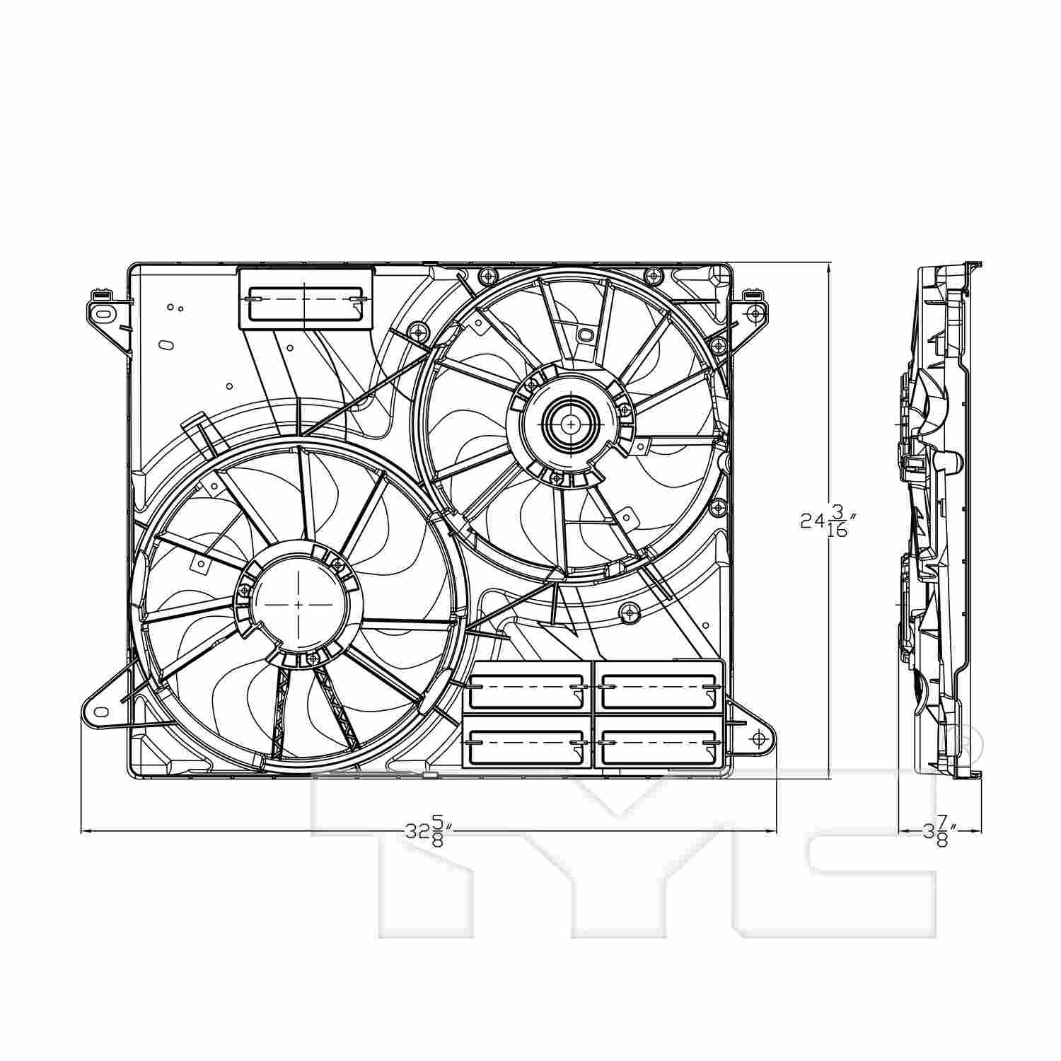 TYC Dual Radiator and Condenser Fan Assembly 623670