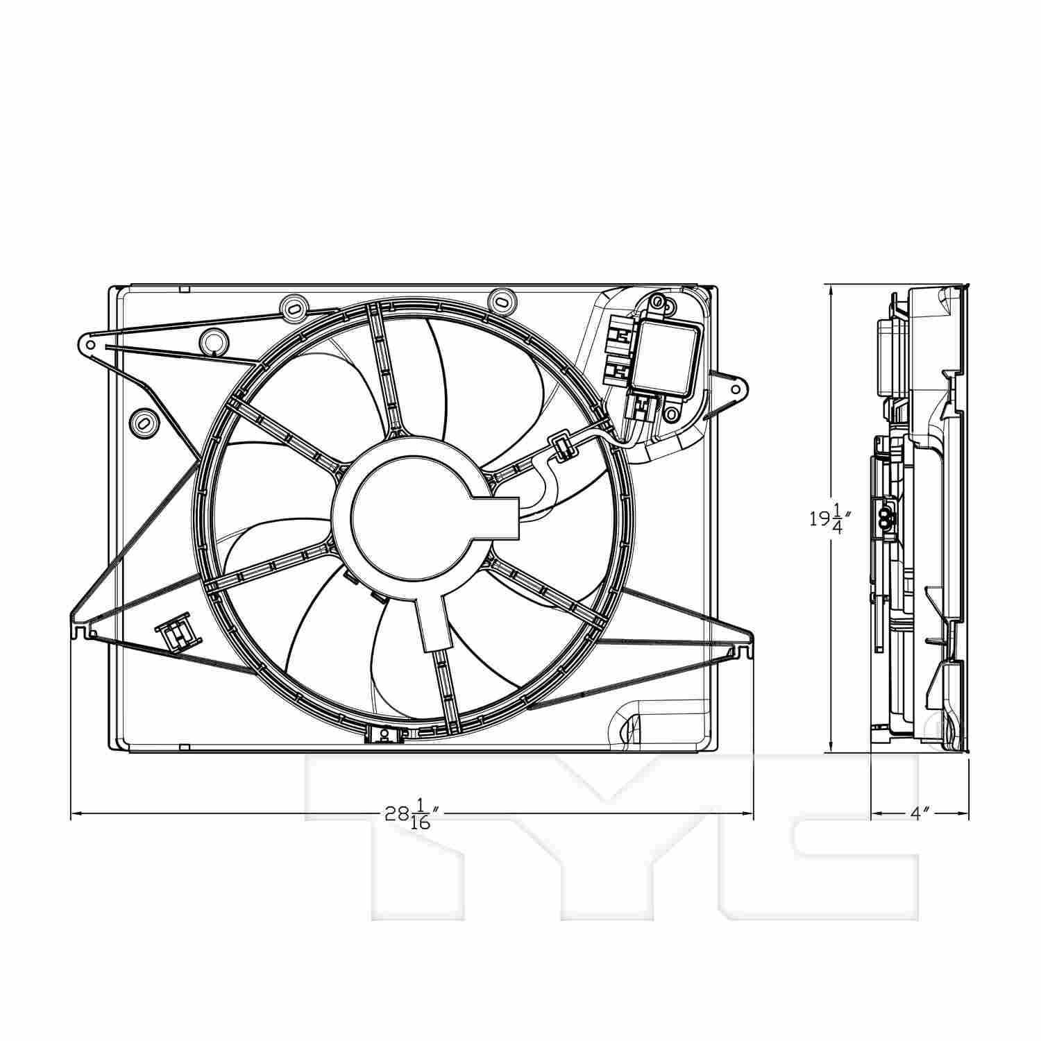TYC Dual Radiator and Condenser Fan Assembly 623700