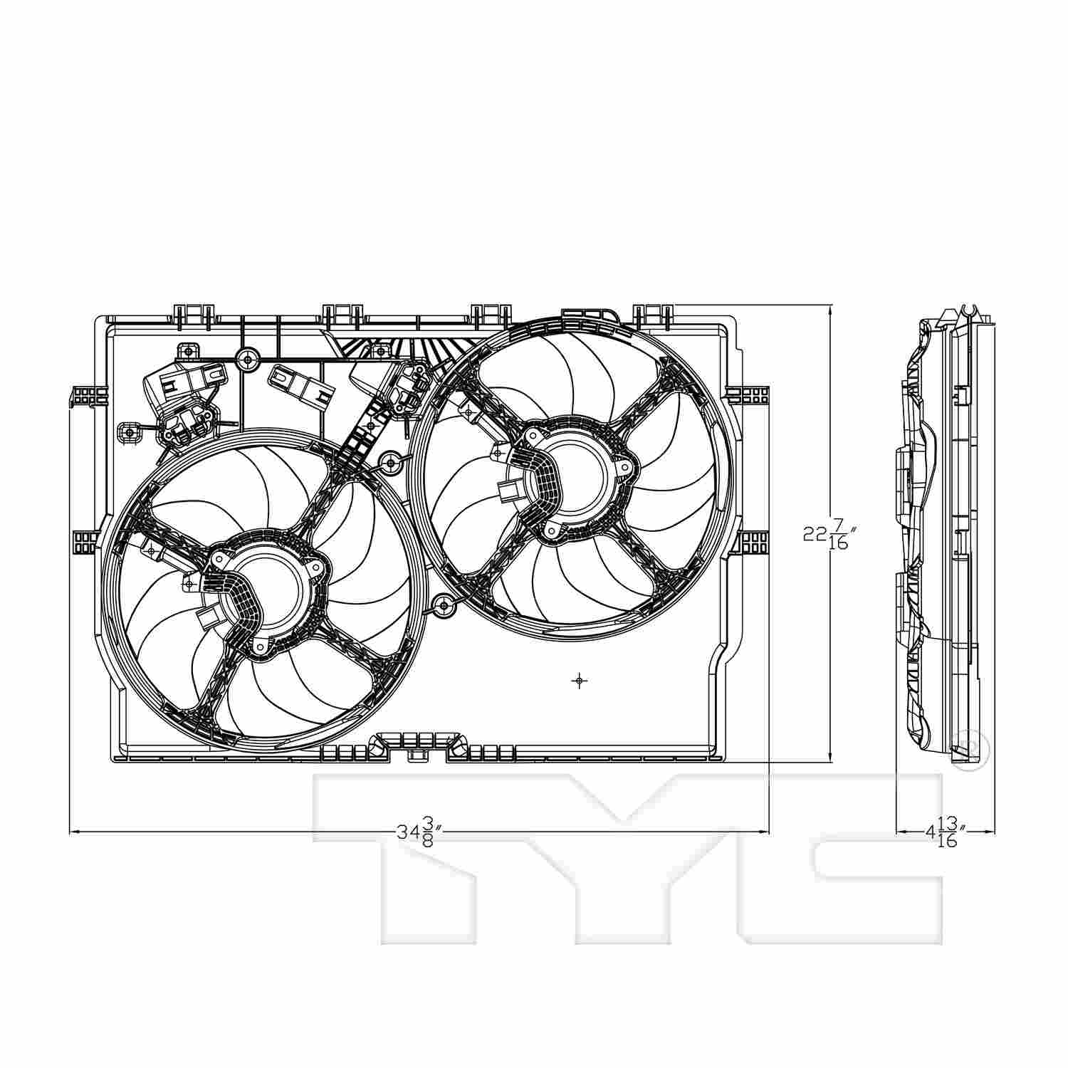 TYC Dual Radiator and Condenser Fan Assembly 623710