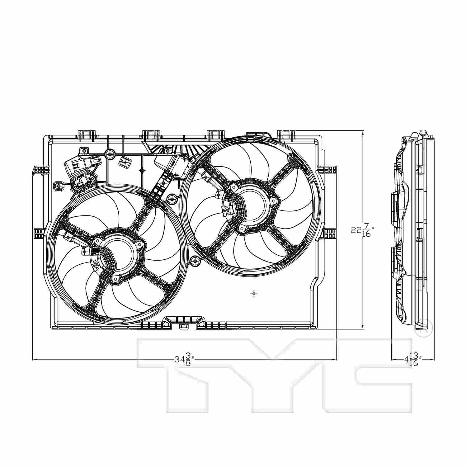TYC Dual Radiator and Condenser Fan Assembly 623720