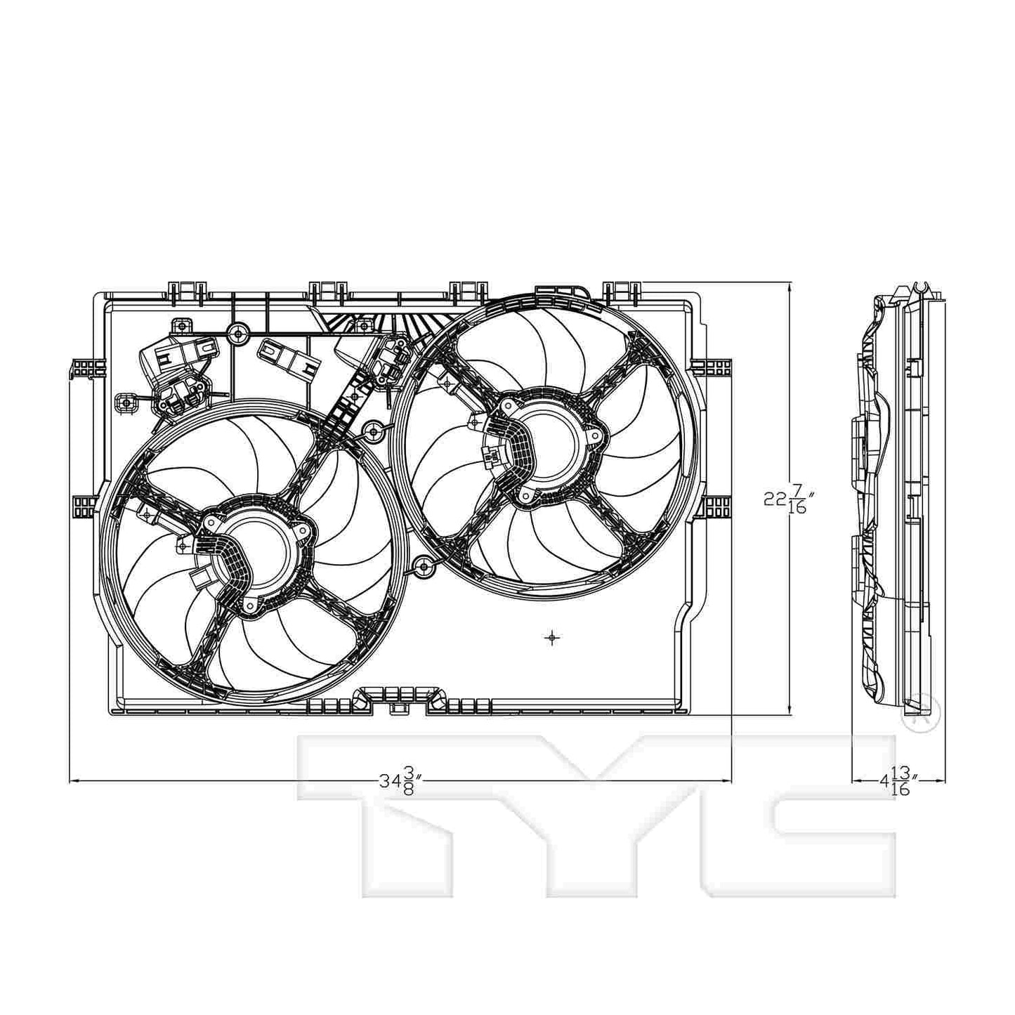 TYC Dual Radiator and Condenser Fan Assembly 623730