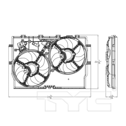TYC Dual Radiator and Condenser Fan Assembly 623730