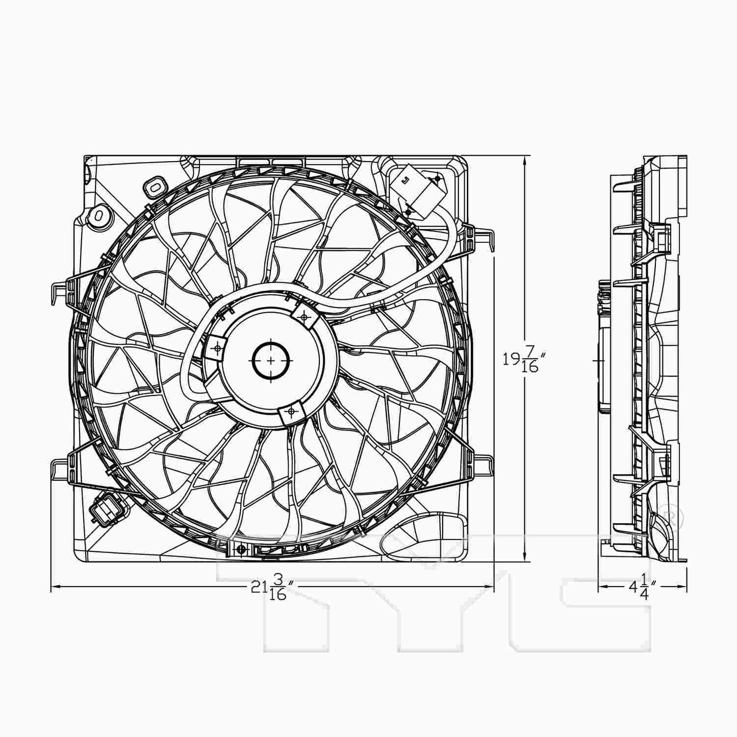 TYC Dual Radiator and Condenser Fan Assembly 623750