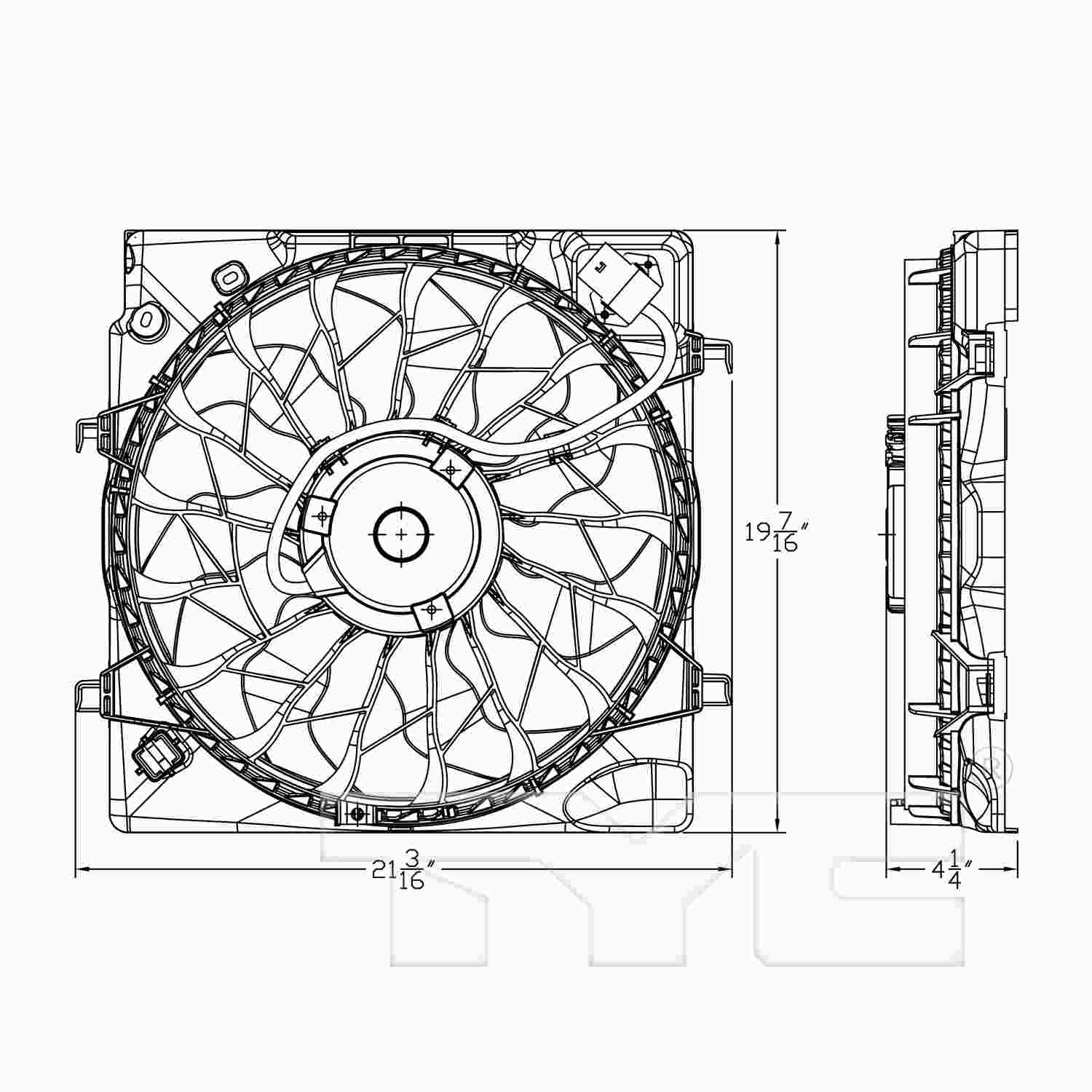 TYC Dual Radiator and Condenser Fan Assembly 623750